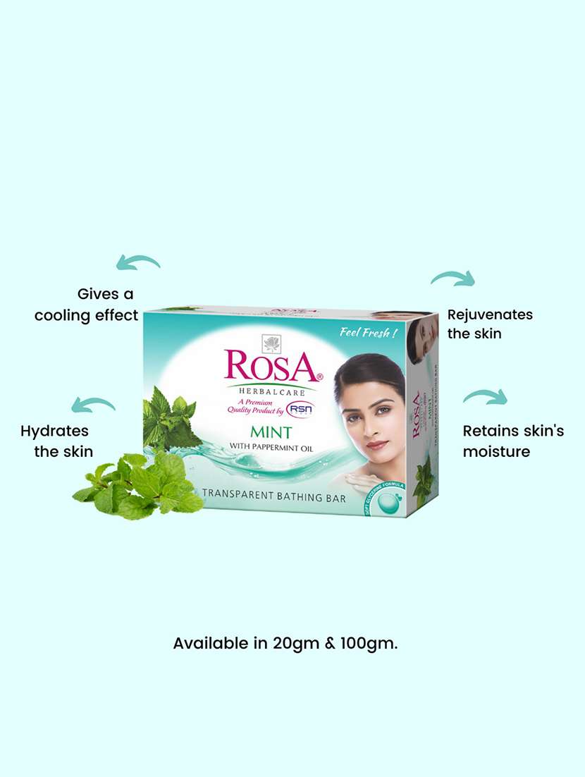 rosa transparent rose & mint gel soap i skin conditioners for moisturized skin i glyecrin bathing bar i pack 4 *100g each - 21716413 -  Standard Image - 5
