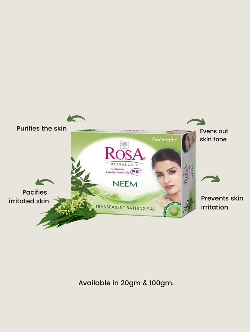 rosa transparent neem & rose gel soap i skin conditioners for moisturized skin i glyecrin bathing bar i pack 4 *100g each - 21716416 -  Standard Image - 3