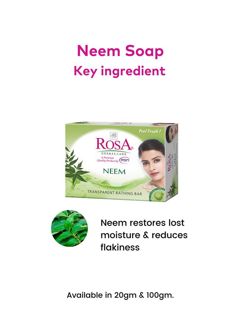 rosa transparent neem & rose gel soap i skin conditioners for moisturized skin i glyecrin bathing bar i pack 4 *100g each - 21716416 -  Standard Image - 5