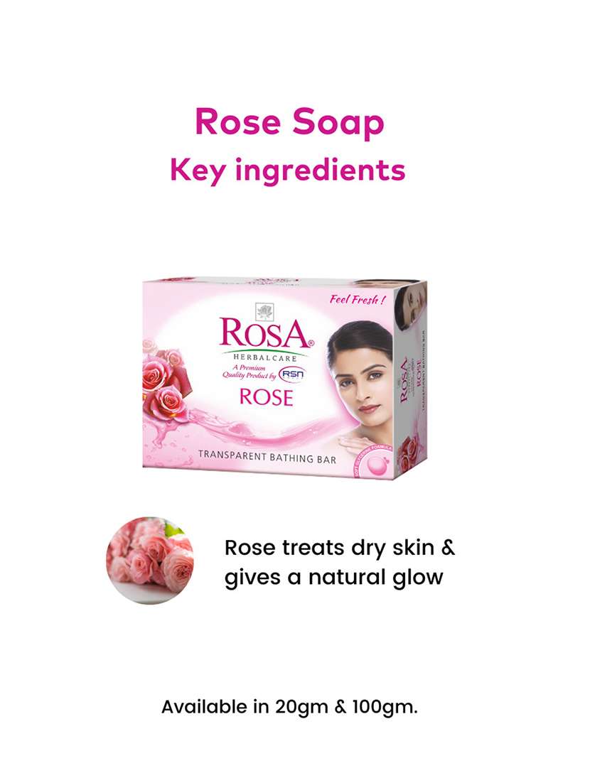 rosa transparent rose, peach & olive gel soap i skin conditioner for moisturized skin i glyecrin bathing bar i pack 4 *100g each - 21716417 -  Standard Image - 5