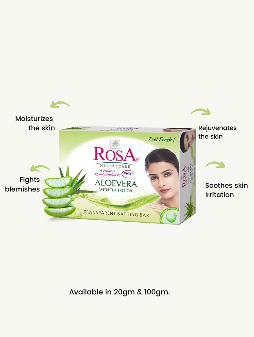 rosa transparent rose & aloevera gel soap i skin conditioners for moisturized skin i glyecrin bathing bar i pack 6 *100g each - 21716418 -  Standard Image - 3