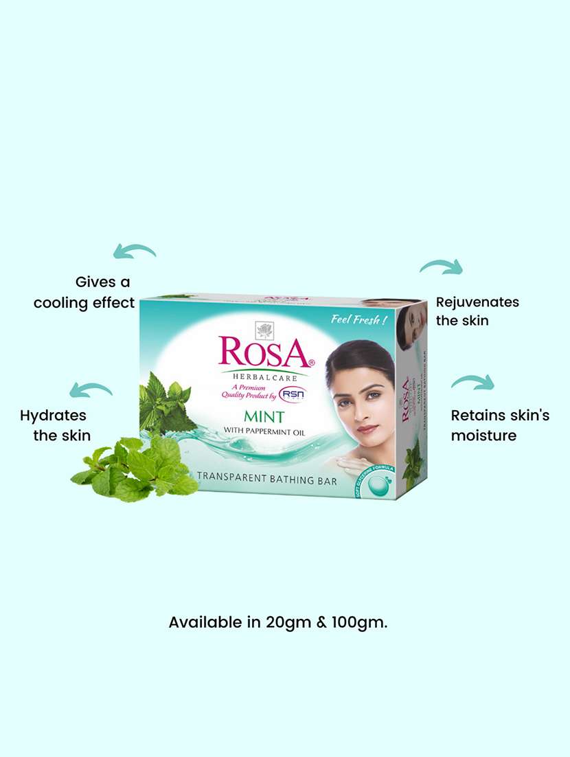 rosa transparent rose & mint gel soap i skin conditioners for moisturized skin i glyecrin bathing bar i pack 6 *100g each - 21716420 -  Standard Image - 3