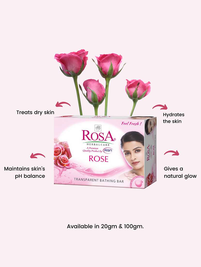 rosa transparent strawberry & rose bathing bar i skin conditioners for moisturized skin i glyecrin soap i pack 4 *100g each - 21716434 -  Standard Image - 3