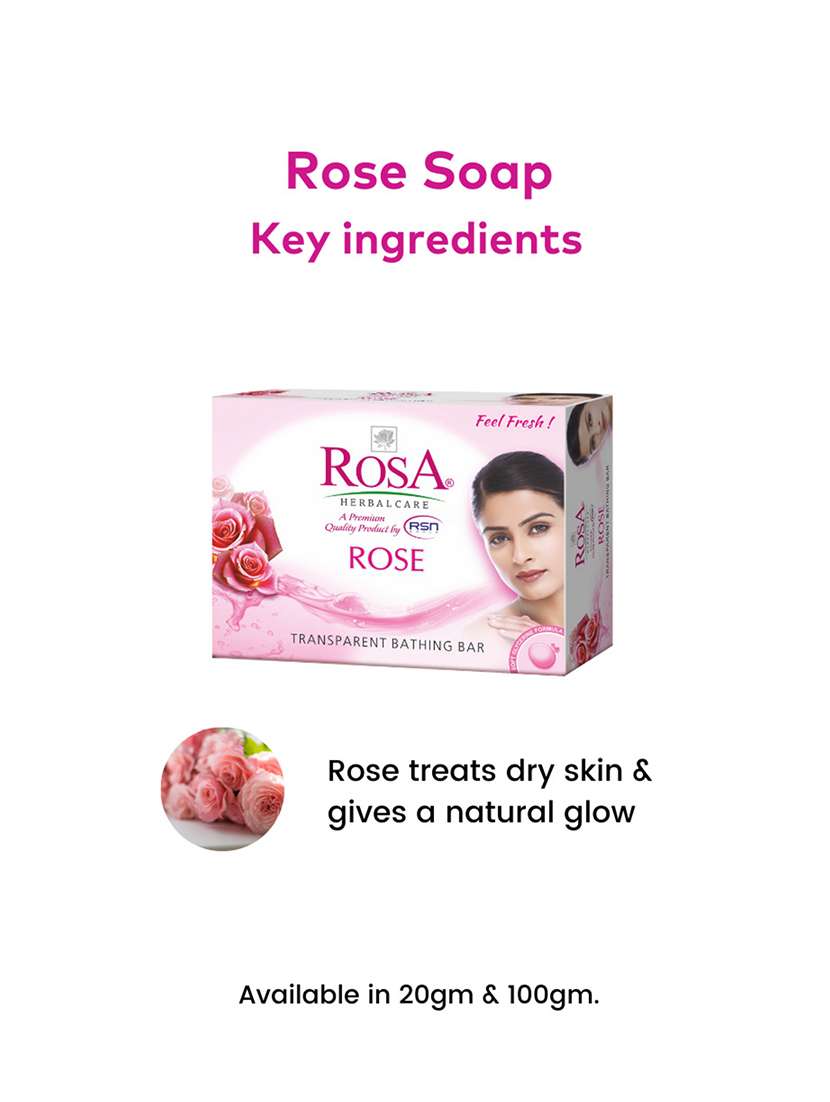 rosa transparent strawberry & rose bathing bar i skin conditioners for moisturized skin i glyecrin soap i pack 4 *100g each - 21716434 -  Standard Image - 5