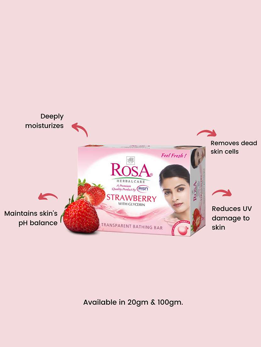 rosa transparent strawberry and peach & olive gel soap i skin conditioner for moisturized skin i bathing bar i pack 6 *100g each - 21716437 -  Standard Image - 3