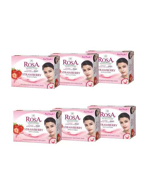 rosa transparent strawberry gel soap i skin conditioners for moisturized skin i glyecrin bathing bar i pack 6 *100g each - 21716446 -  Standard Image - 0