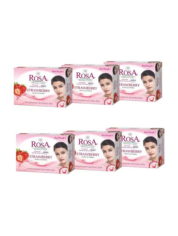 rosa transparent strawberry gel soap i skin conditioners for moisturized skin i glyecrin bathing bar i pack 6 *100g each