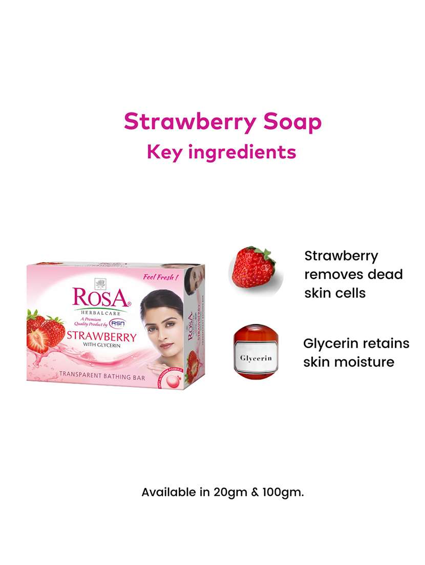 rosa transparent strawberry gel soap i skin conditioners for moisturized skin i glyecrin bathing bar i pack 6 *100g each - 21716446 -  Standard Image - 3