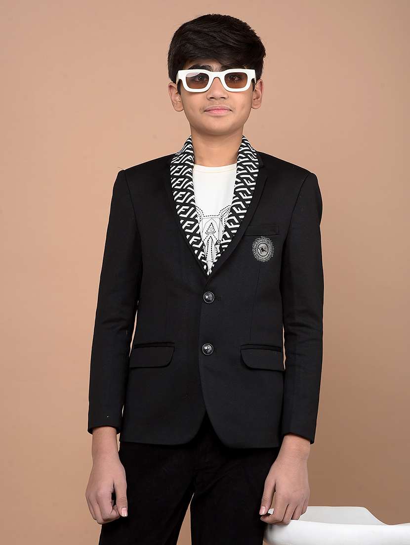 boys printed long sleeves single breasted blazer