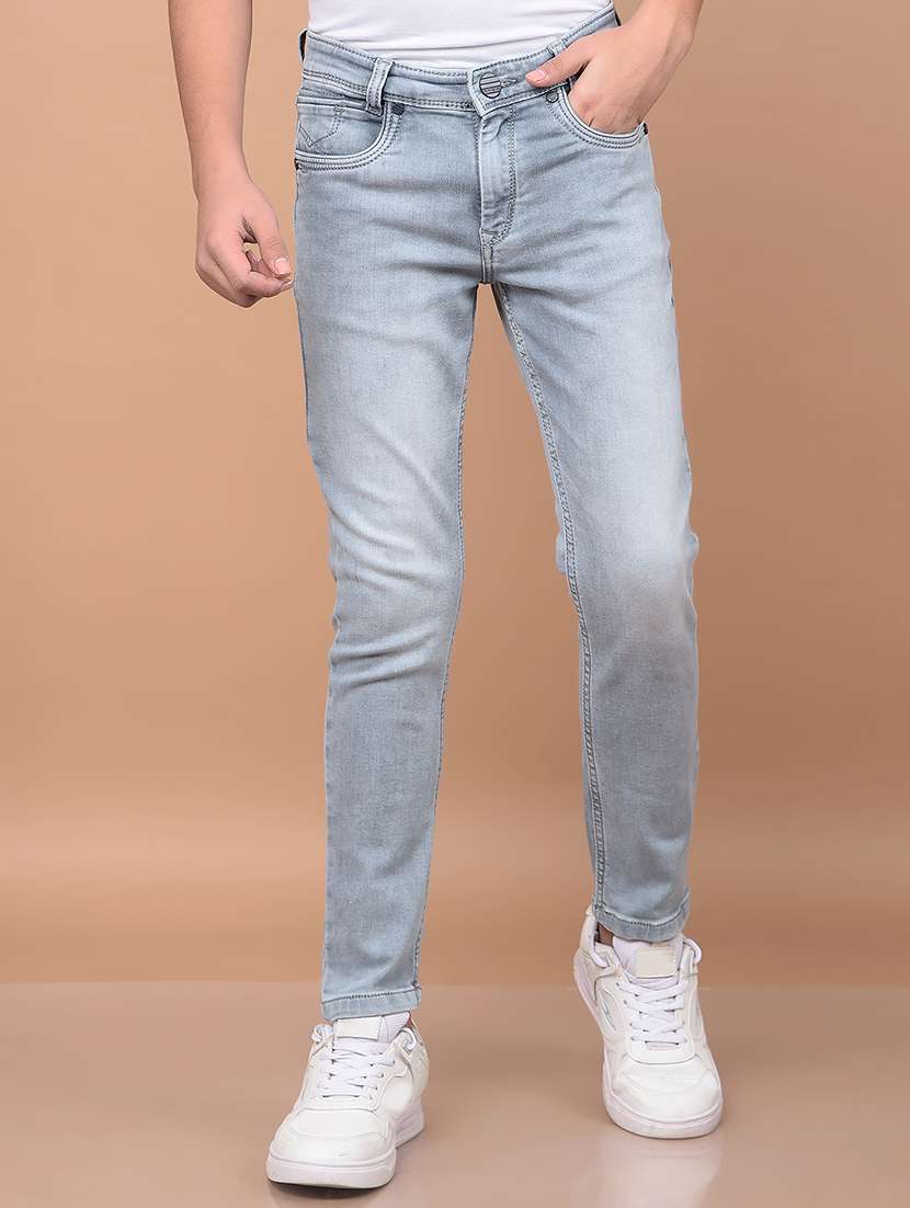 boys mid rise slim fit plain jeans