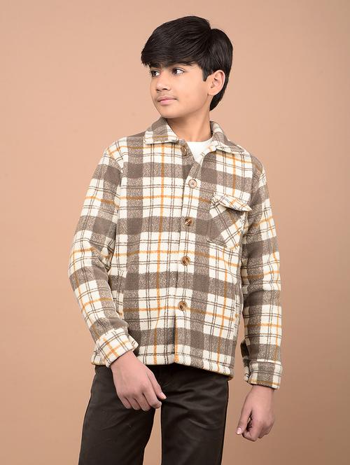 boys long sleeves checkered shacket - 21716457 - Standard Image - 0