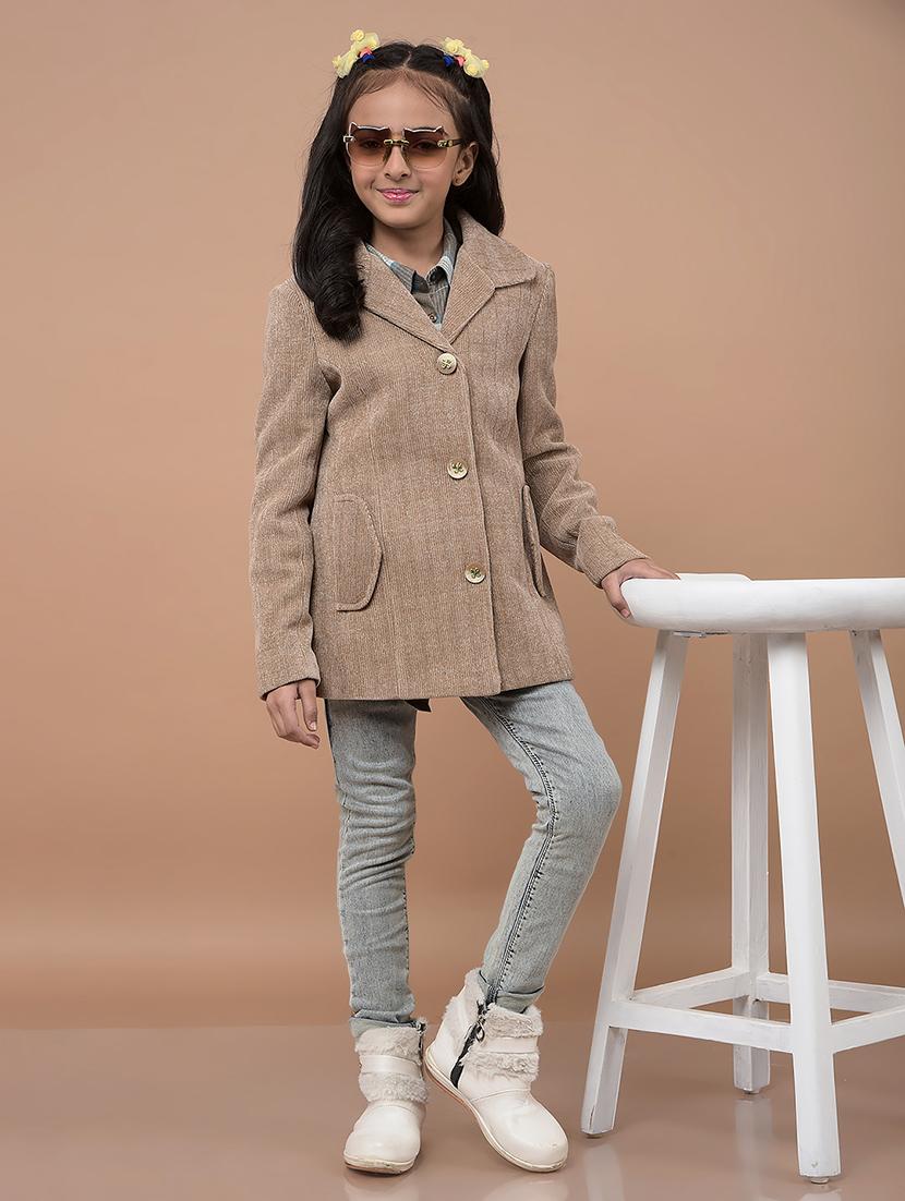 girls long sleeves solid regular coat - 21716470 - Standard Image - 3