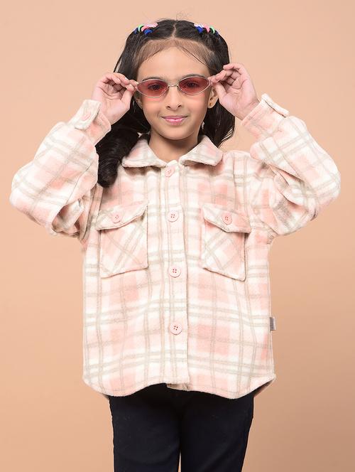 girls long sleeves checkered regular jacket - 21716472 - Standard Image - 0
