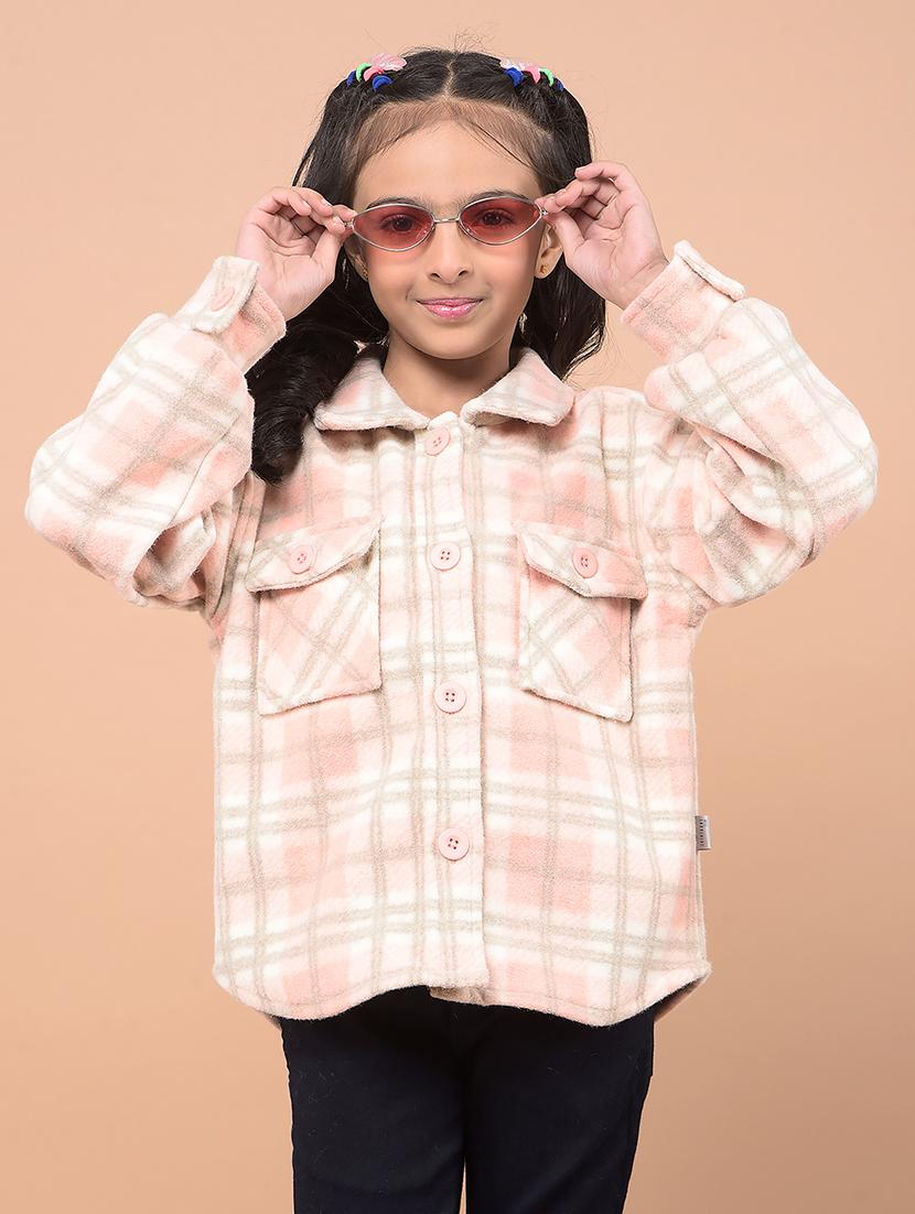 girls long sleeves checkered regular jacket - 21716472 - Zoom Image - 0