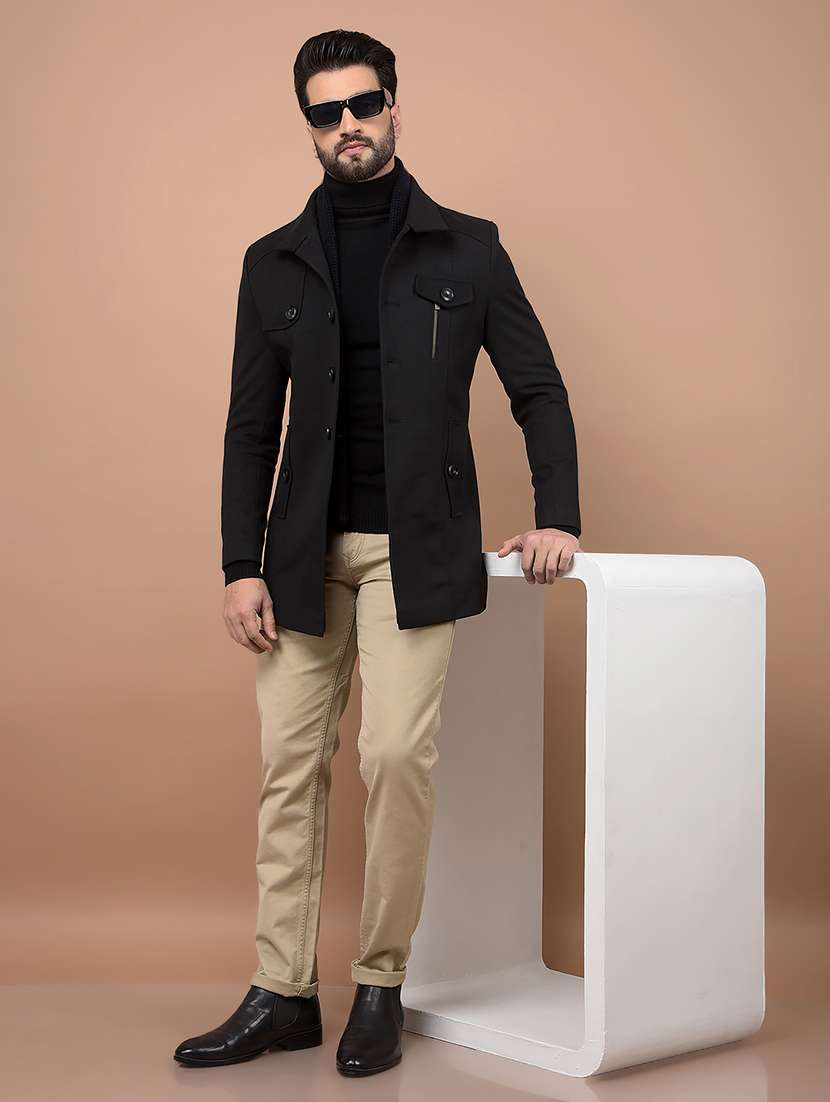 men solid long sleeve coat - 21716506 -  Standard Image - 5