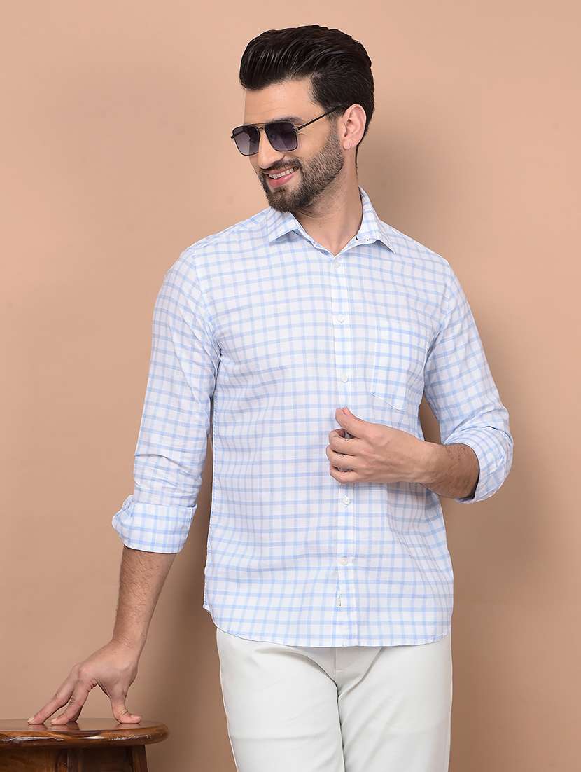 men long sleeves checkered casual shirt - 21716518 -  Zoom Image - 0