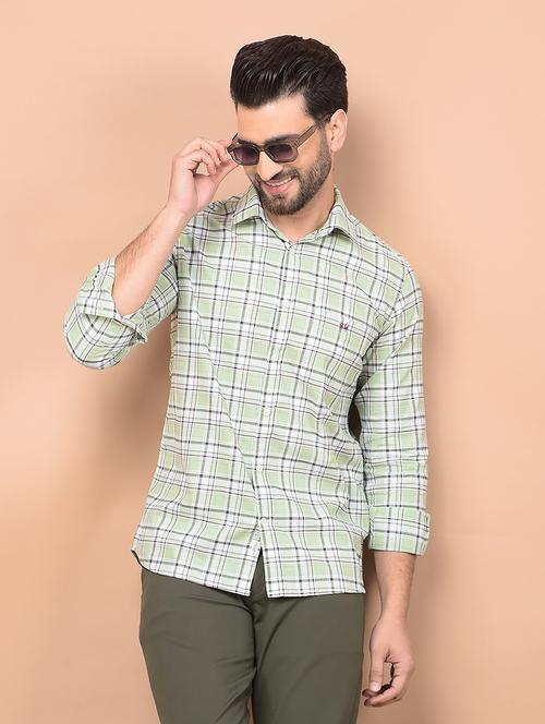 men long sleeves checkered casual shirt - 21716524 - Standard Image - 0