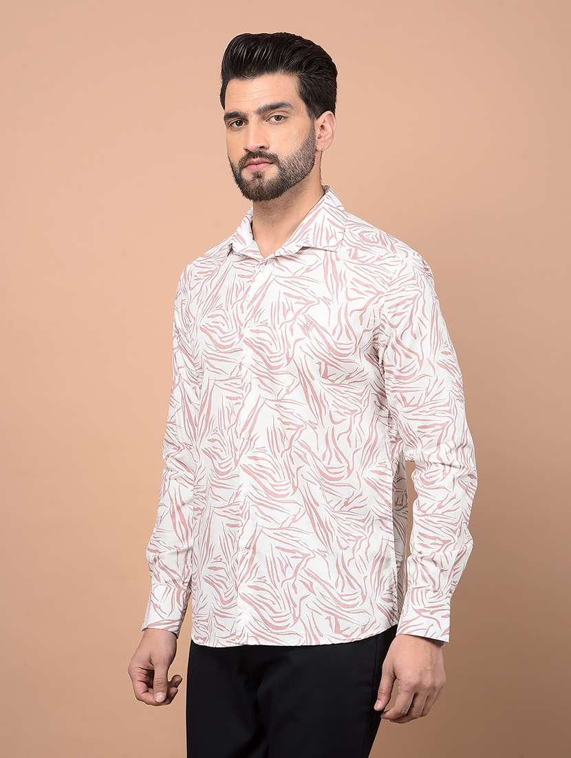 men long sleeves printed casual shirt