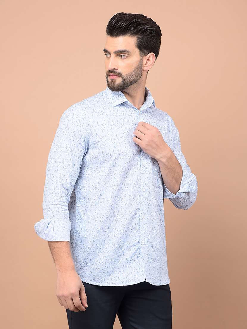 men long sleeves printed casual shirt