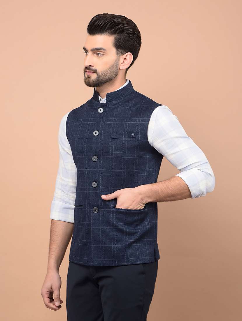 men checkered waist coat