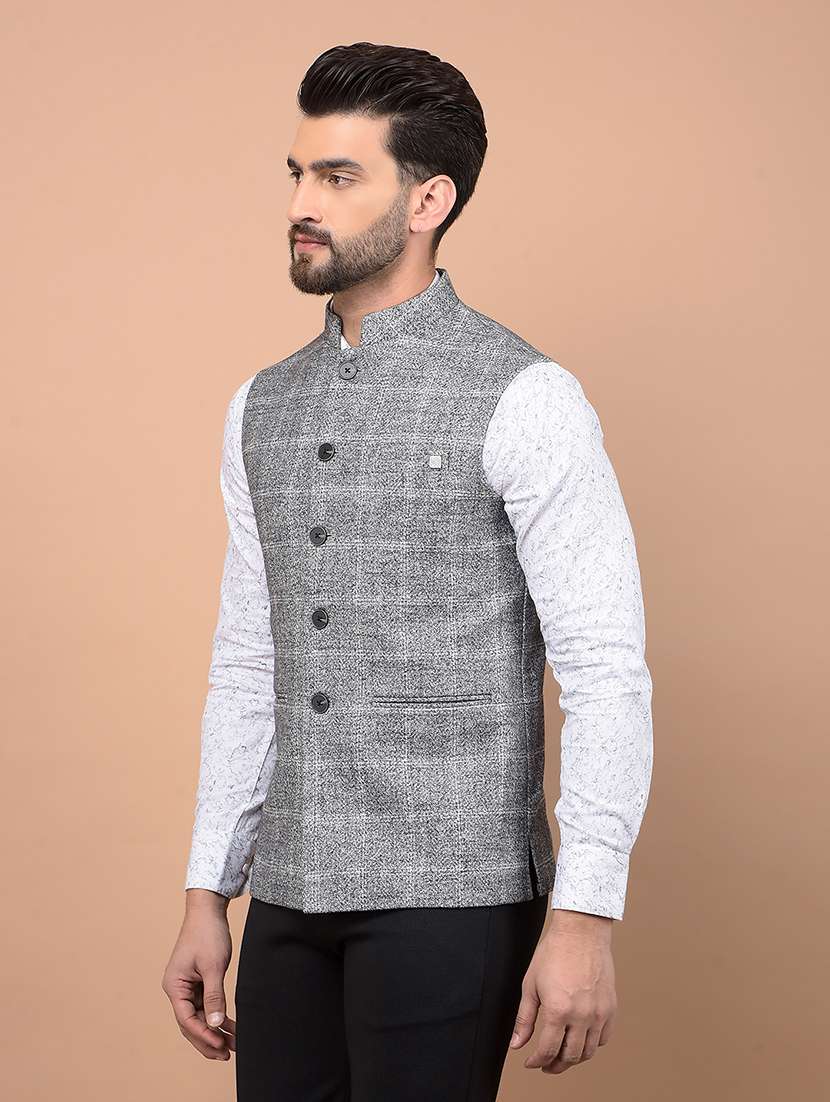 men checkered waist coat