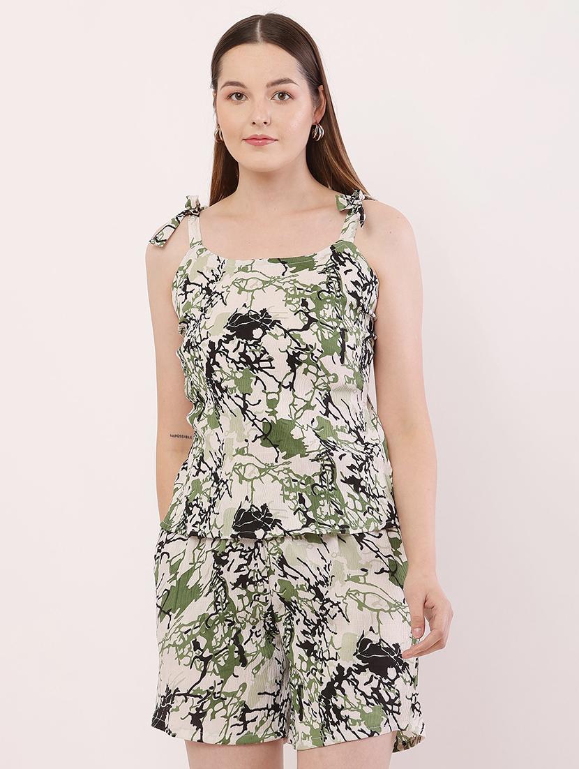 women printed sleeveless nightwear shorts set - 21716576 - Standard Image - 5