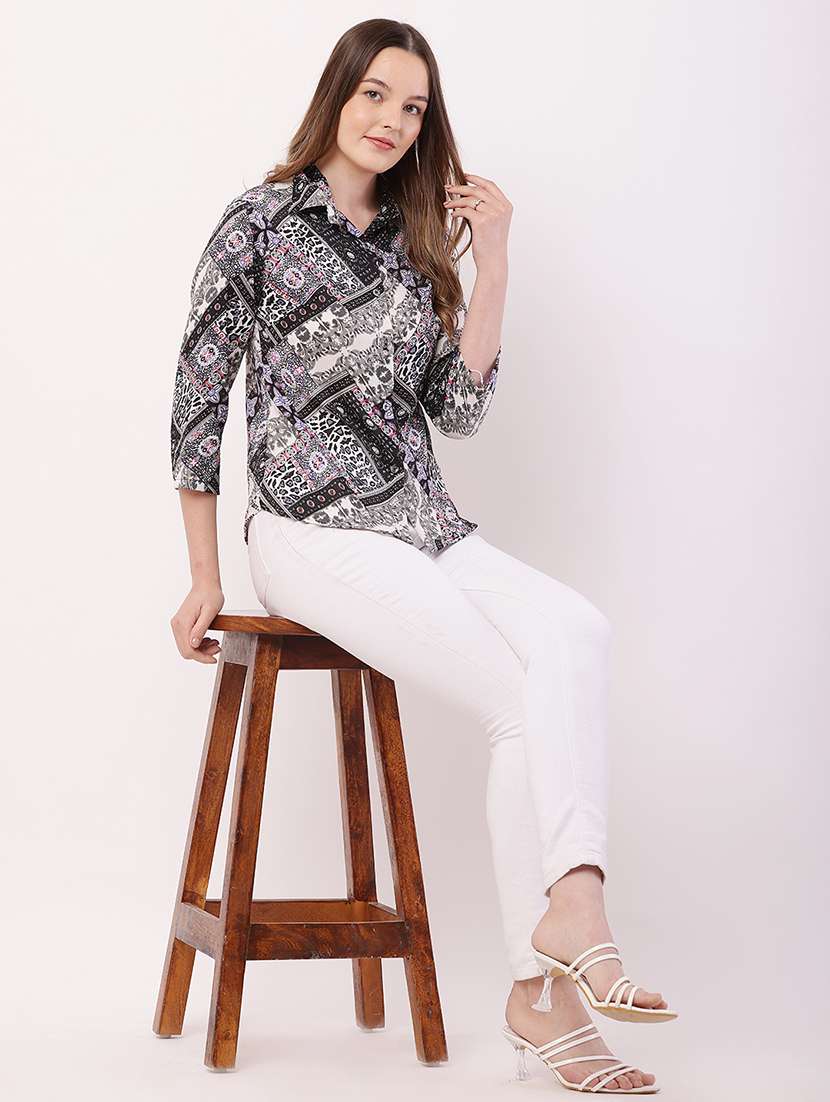 women printed collared regular shirt - 21716594 -  Standard Image - 5