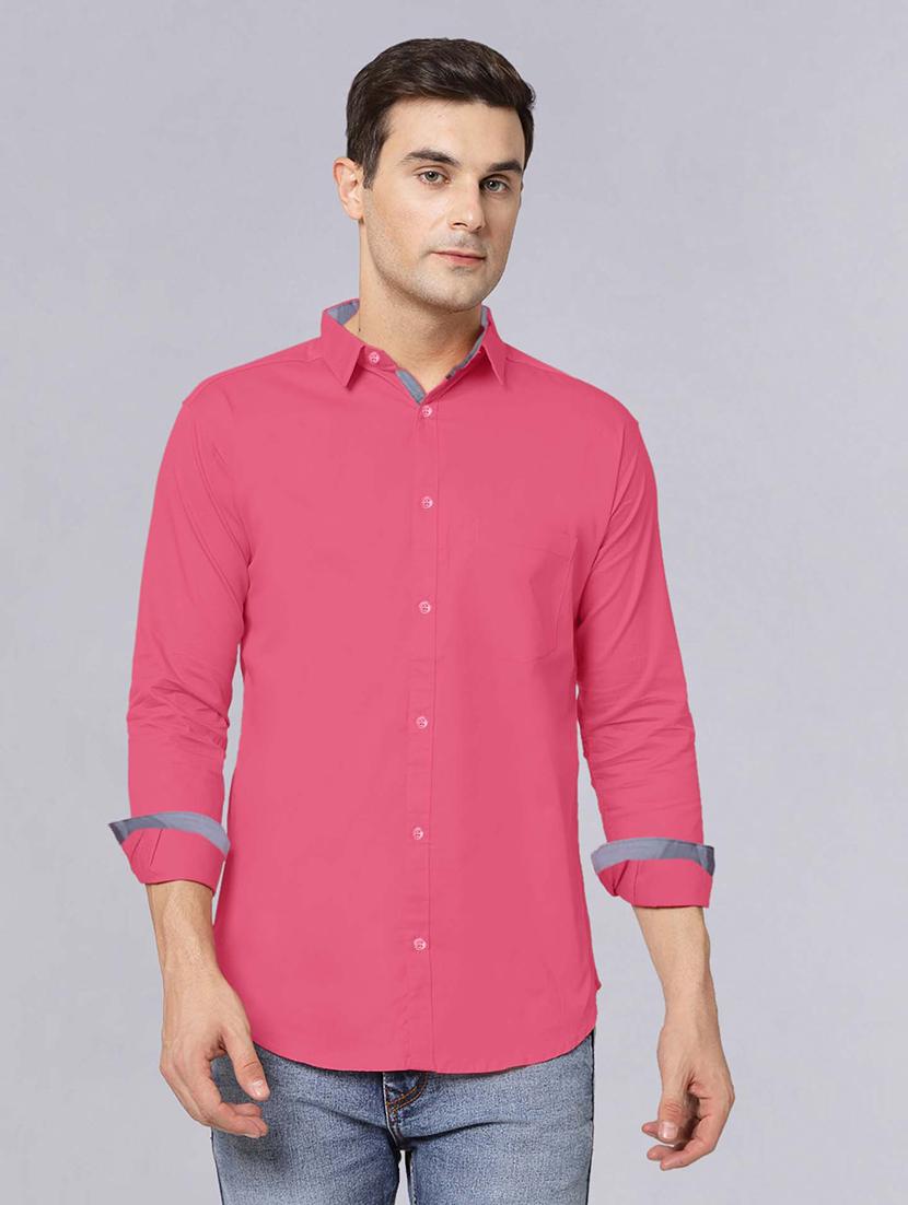 men long sleeves solid casual shirt - 21716600 -  Zoom Image - 0