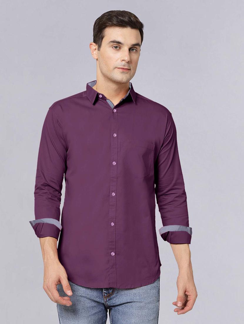 men long sleeves solid casual shirt - 21716601 - Zoom Image - 0
