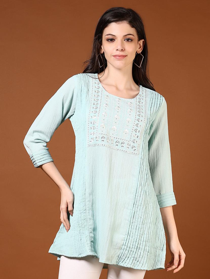 women three quarter sleeve a-line kurti - 21716656 - Zoom Image - 0