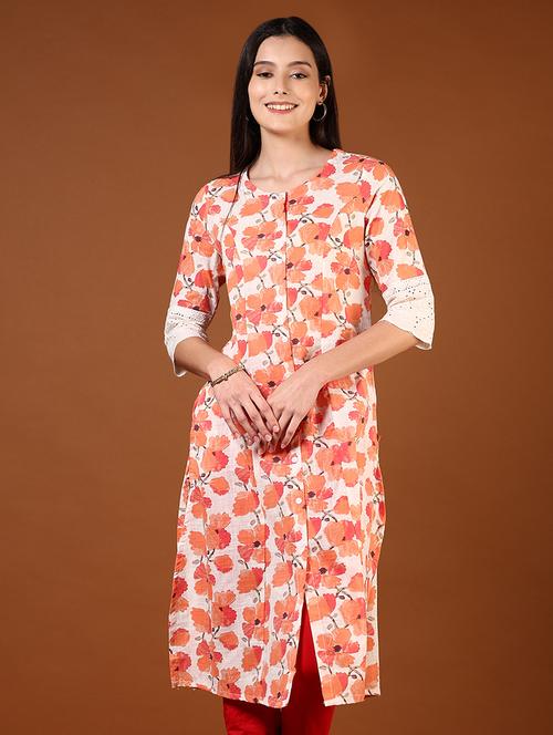 women three quarter sleeve a-line kurta - 21716660 - Standard Image - 0