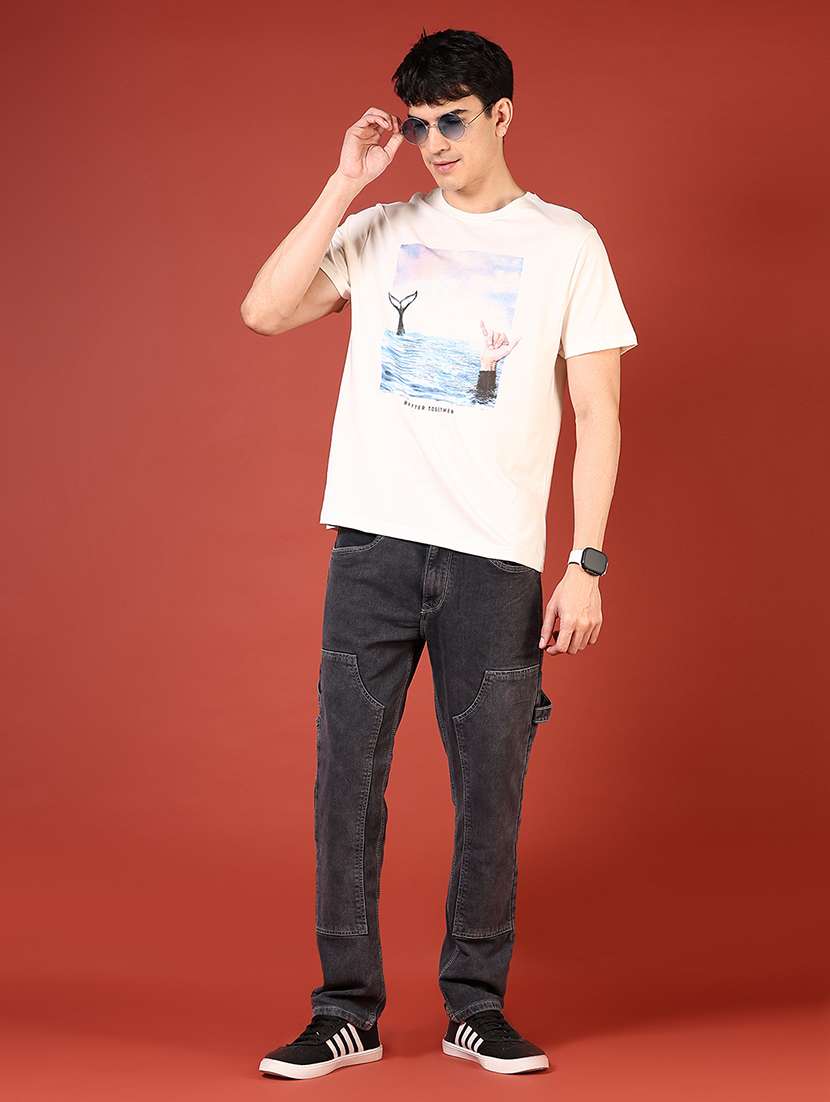 men front print round neck regular fit t-shirt - 21716662 -  Standard Image - 3