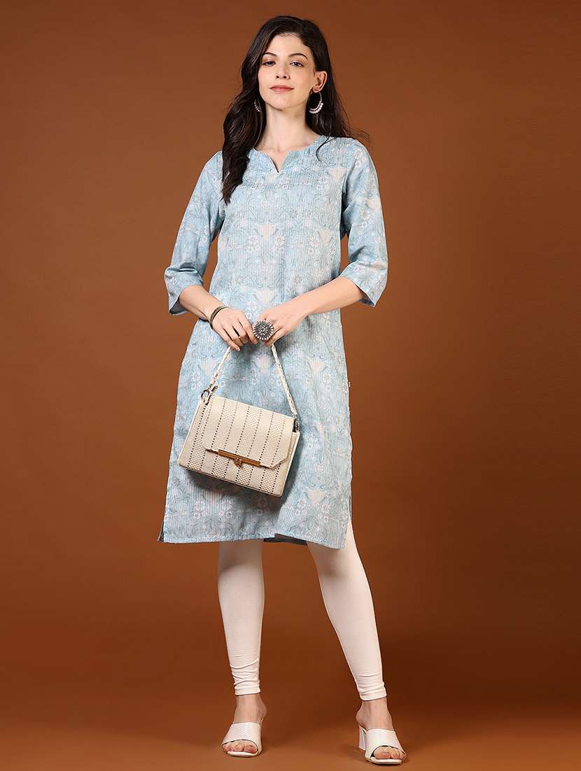 women three quarter sleeve straight kurta - 21716671 -  Standard Image - 3
