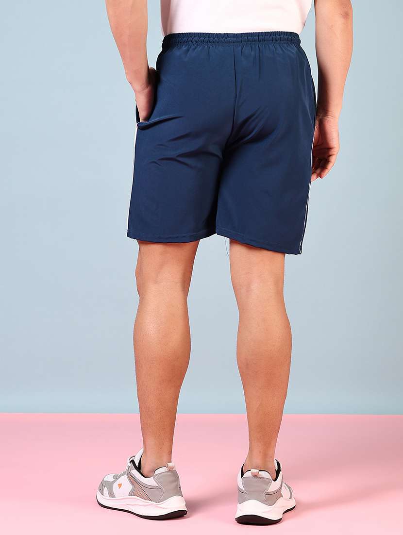 men blue placement mid rise shorts - 21716684 -  Standard Image - 3