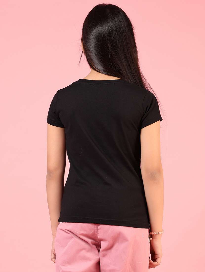 girls front print round neck t-shirt - 21716688 -  Standard Image - 3