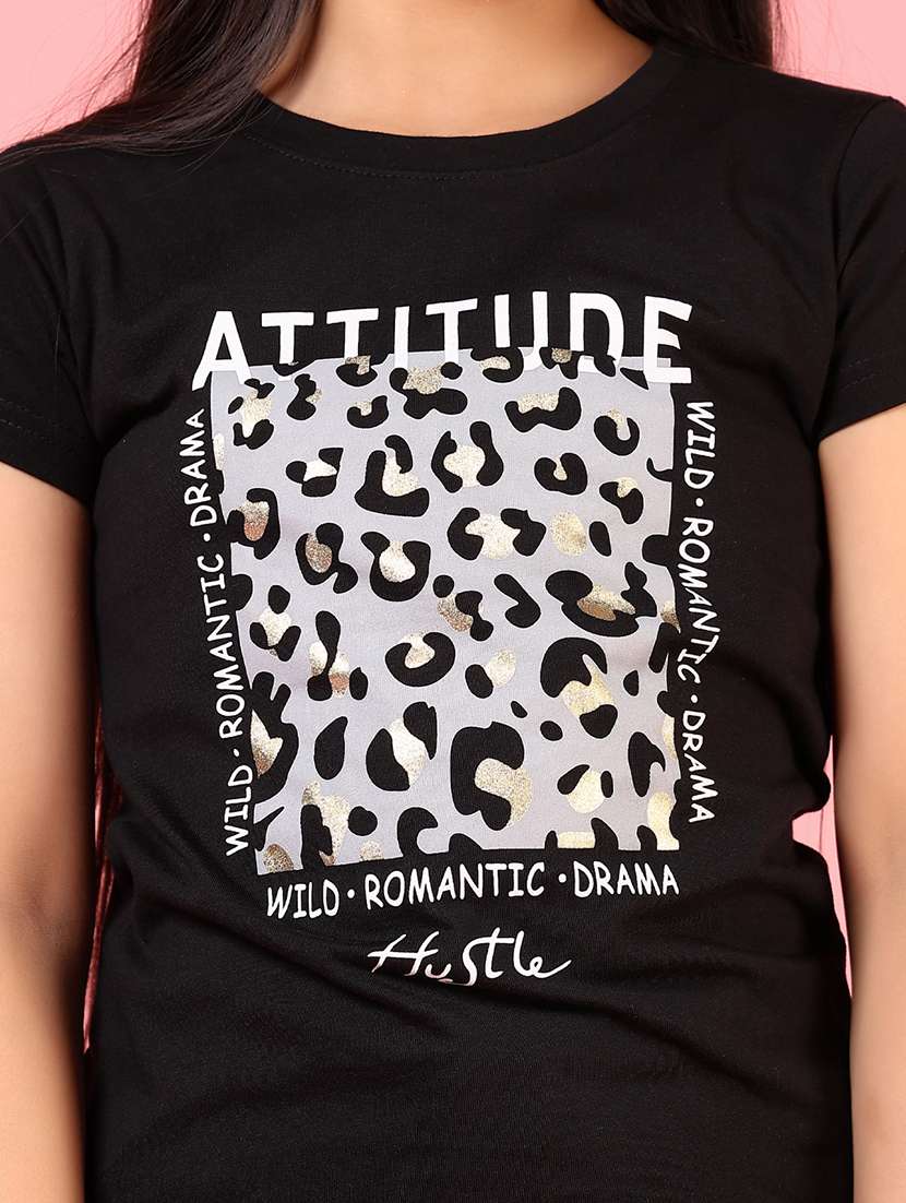 girls front print round neck t-shirt - 21716688 -  Standard Image - 5