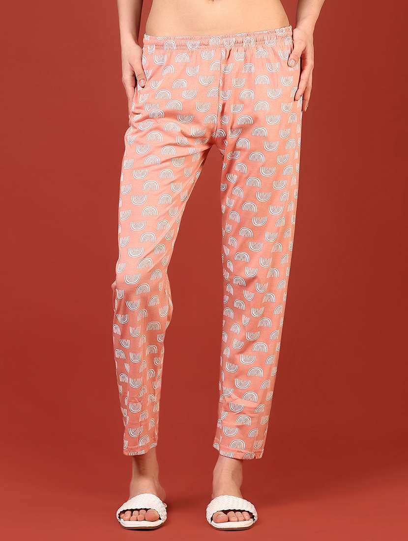 women printed low rise loungewear pajamas