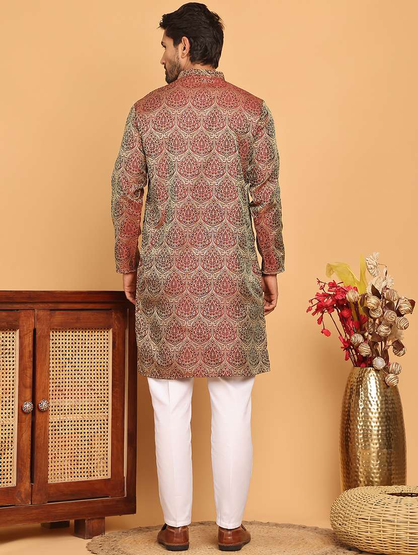 men silk blend kurta pyjama ethnic wear set - 21717306 -  Standard Image - 3