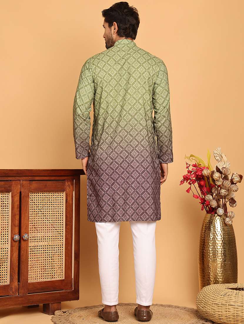 men mandarin neck kurta pyjama ethnic wear set - 21717308 -  Standard Image - 3