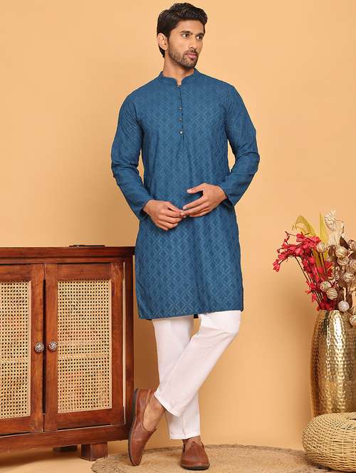 men embroidered kurta pyjama ethnic wear set - 21717313 -  Standard Image - 0