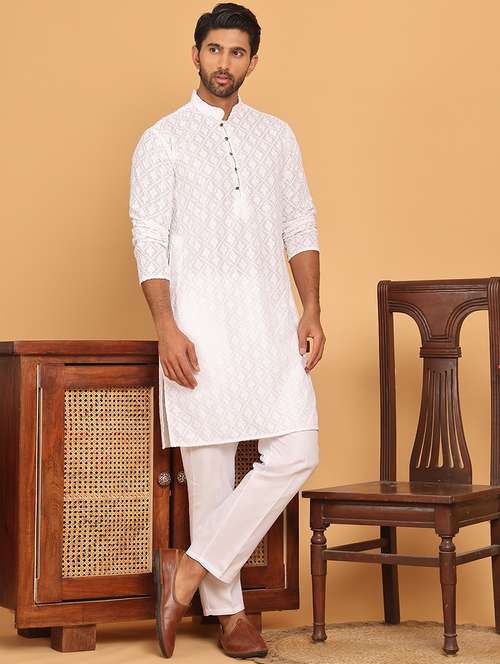 men embroidered kurta pyjama ethnic wear set - 21717314 -  Standard Image - 0