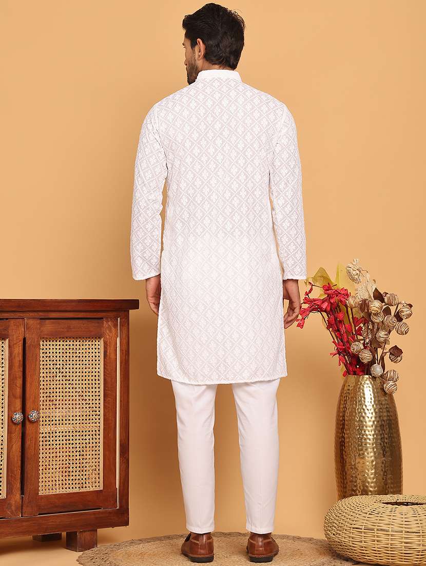 men embroidered kurta pyjama ethnic wear set - 21717314 -  Standard Image - 3