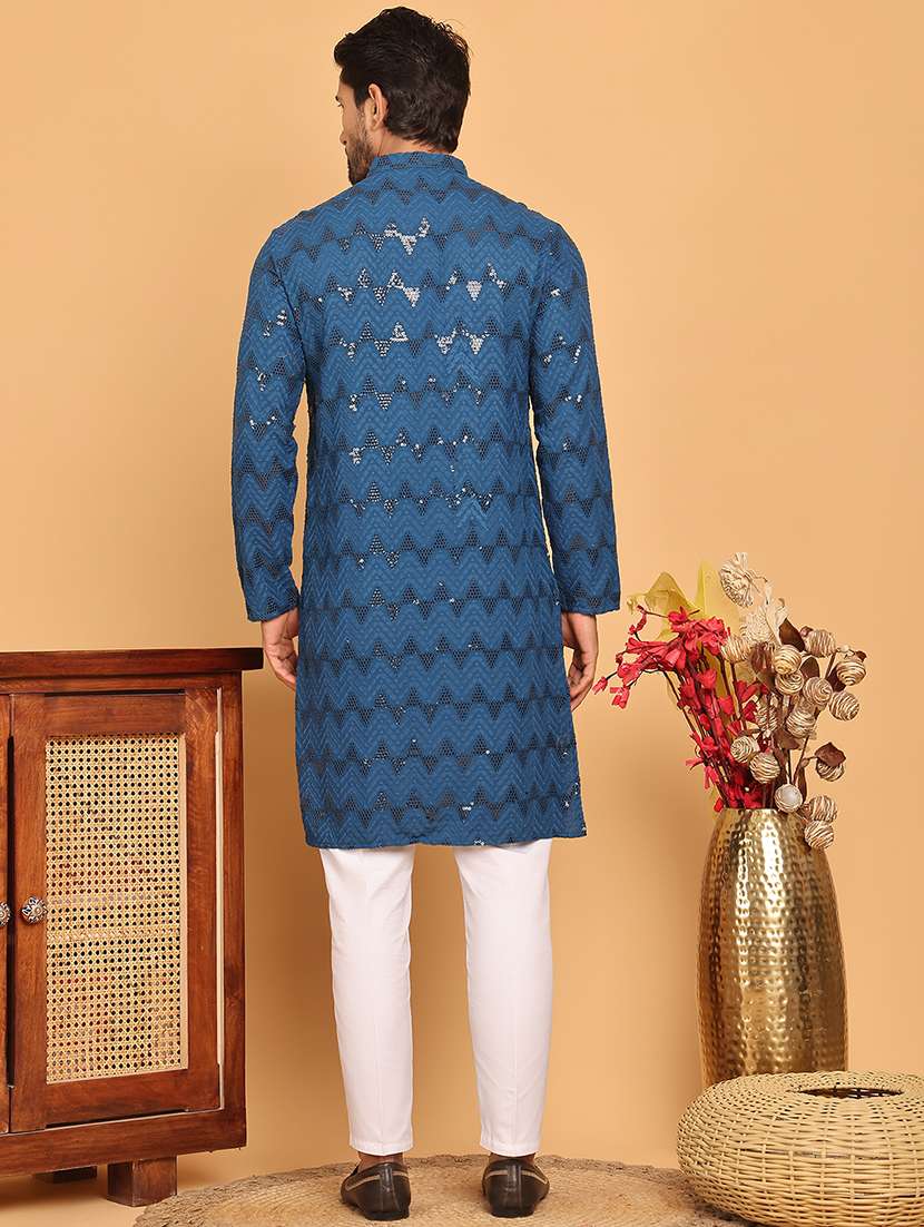 men embroidered kurta pyjama ethnic wear set - 21717317 -  Standard Image - 3