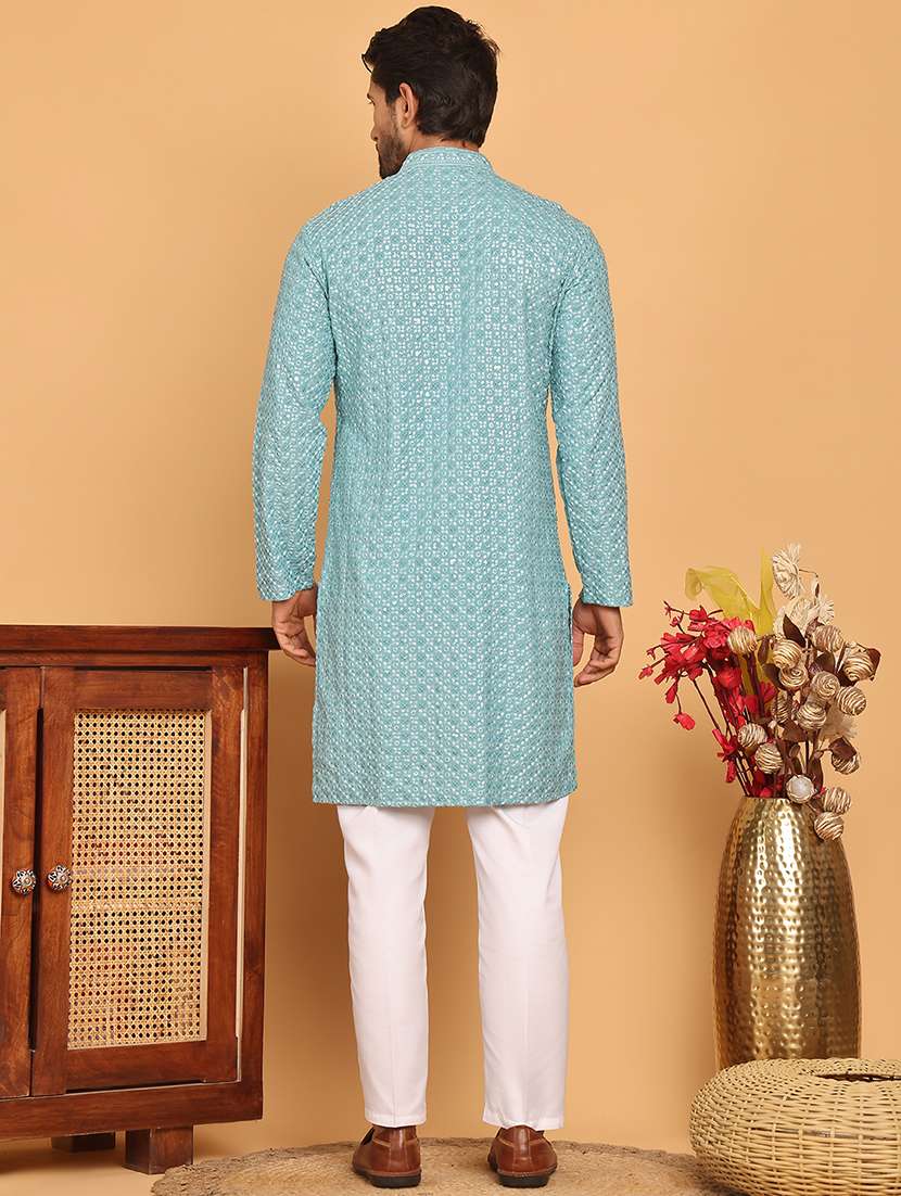 men embroidered kurta pyjama ethnic wear set - 21717319 -  Standard Image - 3