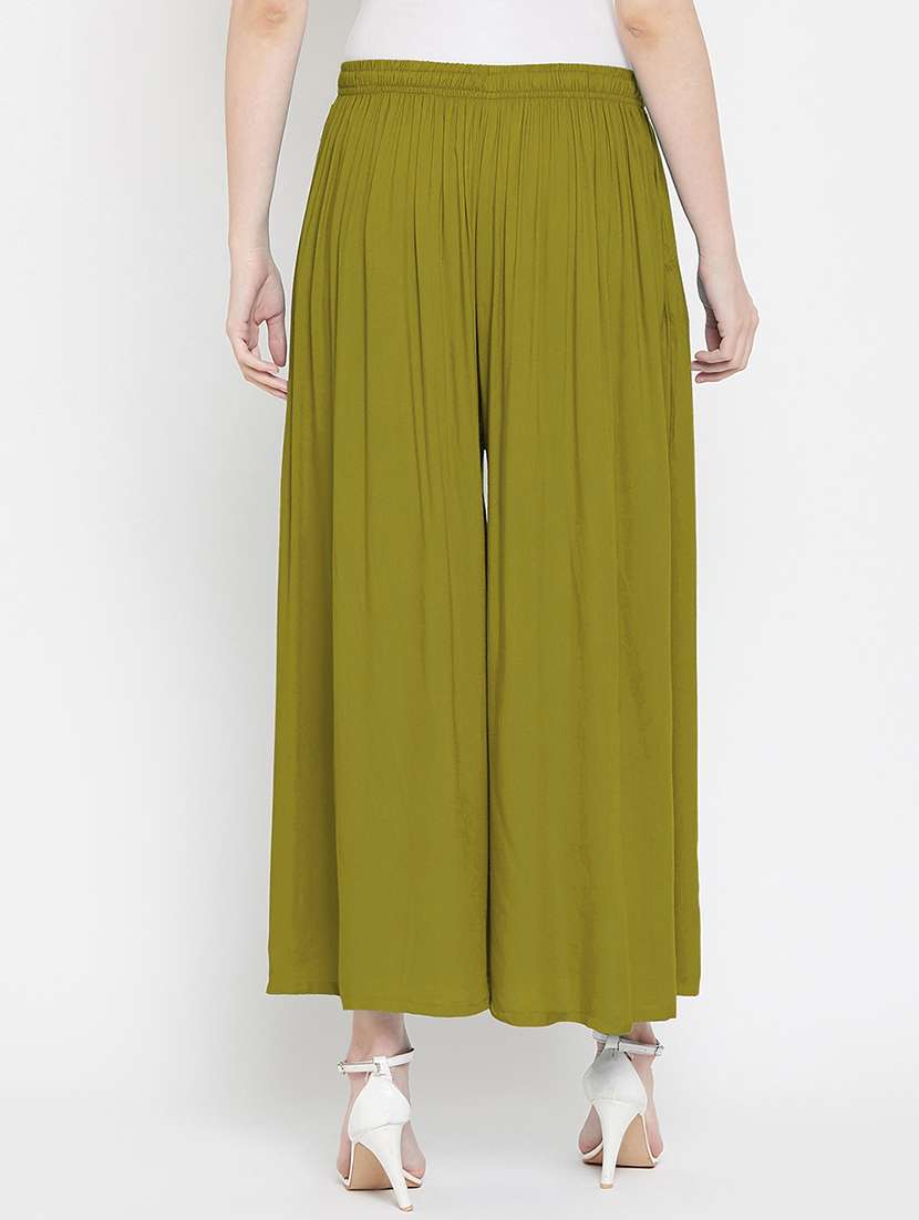 women solid mid rise palazzo - 21717423 -  Standard Image - 3