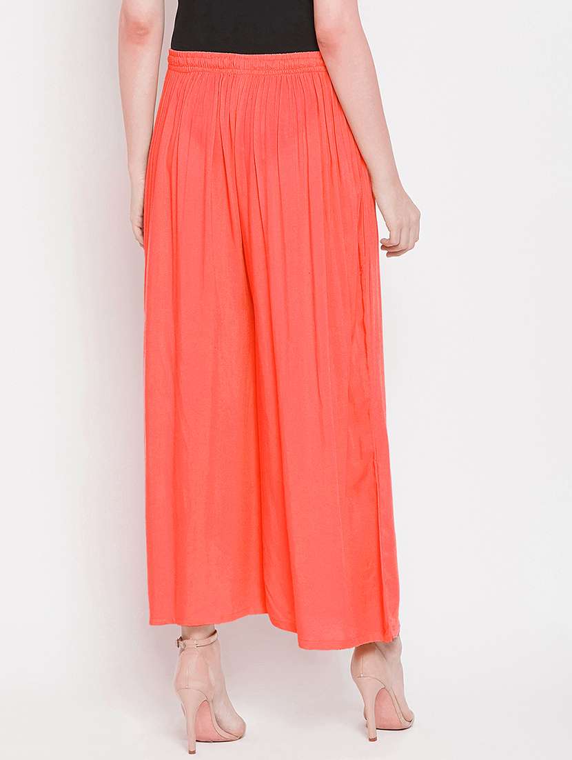 women solid mid rise palazzo - 21717424 -  Standard Image - 3