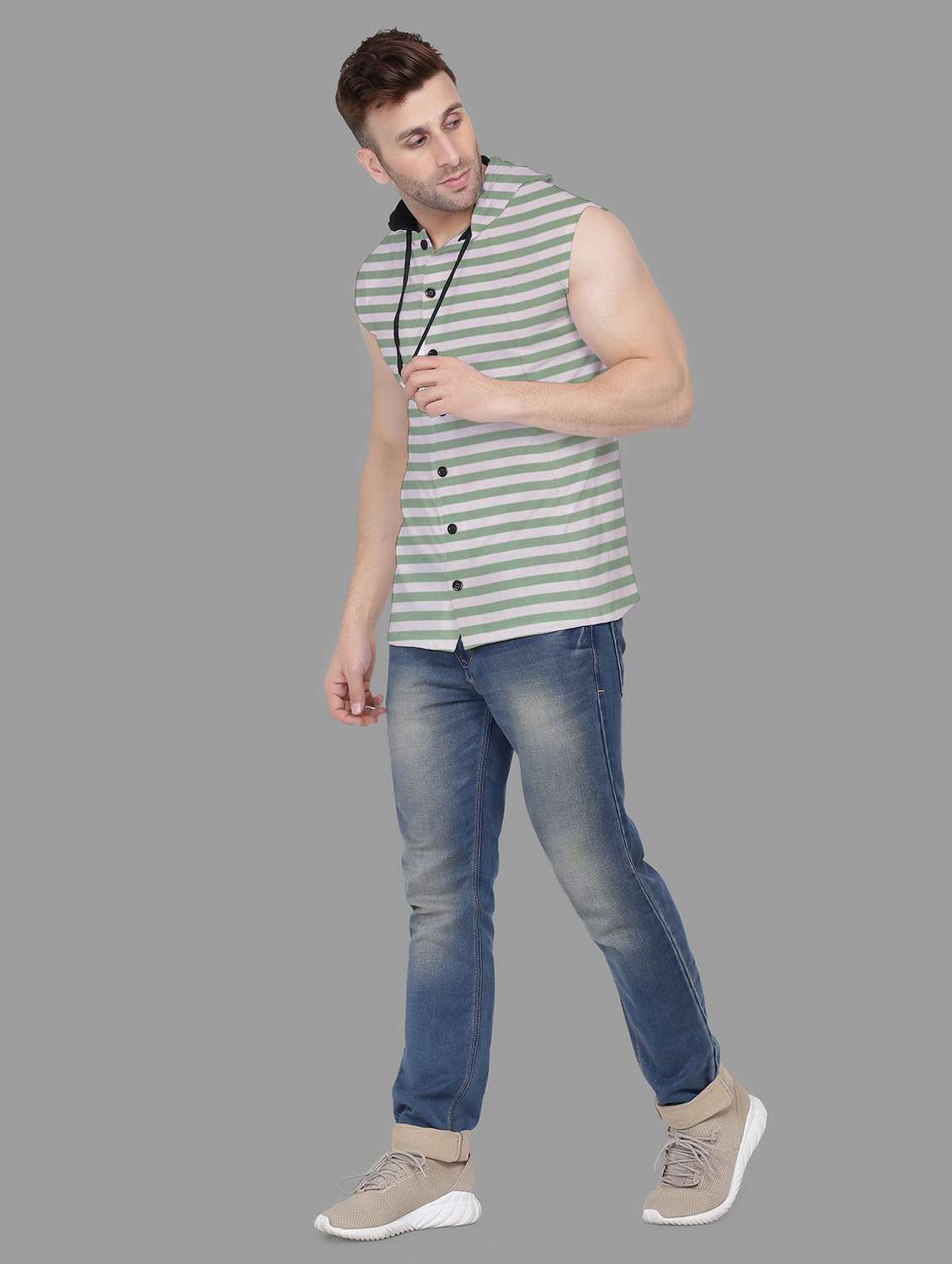 men sleeveless striped t-shirt - 21717452 - Standard Image - 3