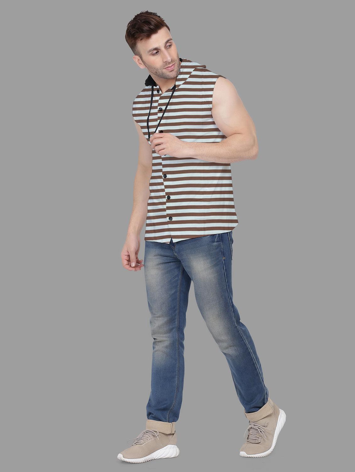 men sleeveless striped t-shirt - 21717454 - Standard Image - 3