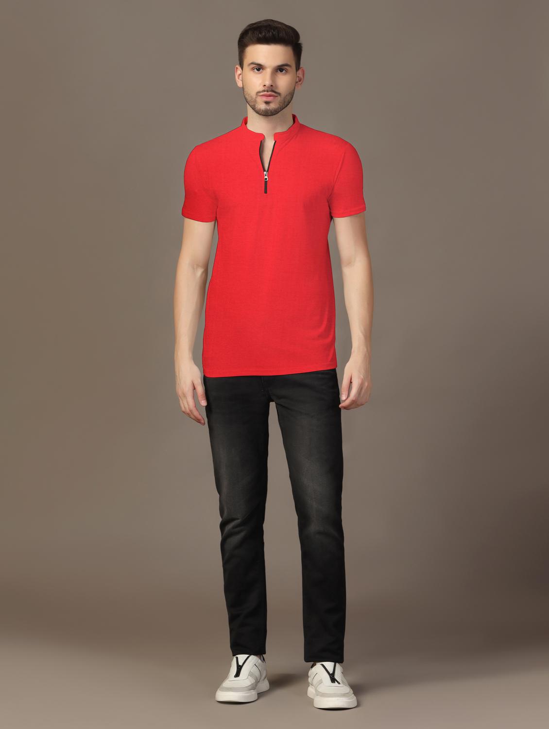men mandarin neck plain t-shirt - 21717491 - Standard Image - 3