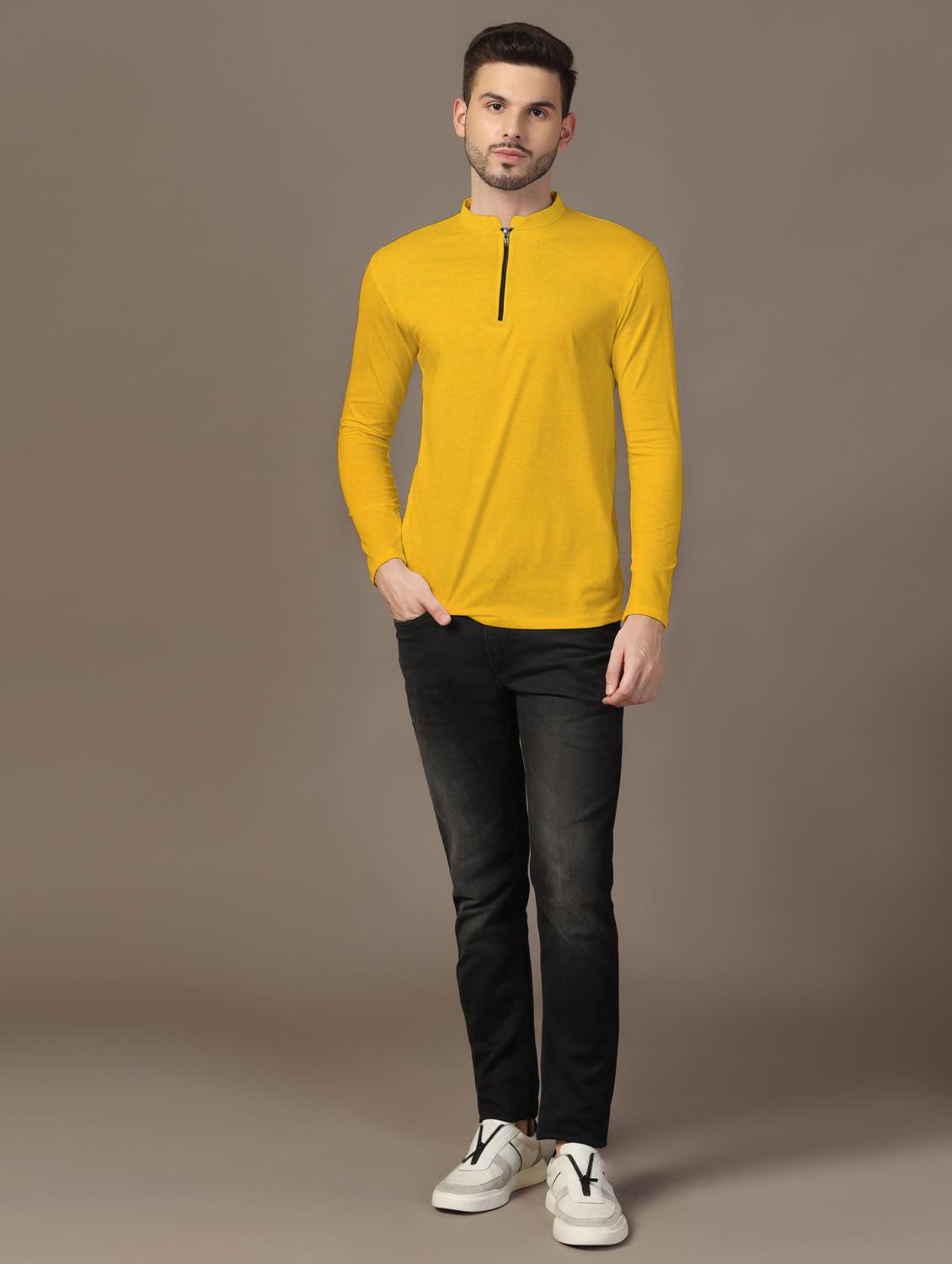 men mandarin neck plain t-shirt - 21717504 - Standard Image - 3